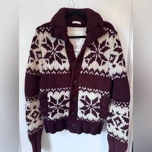 Vintage Abercrombie & Fitch Nordic Burgundy and Cream Sweater